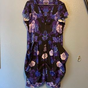 City Chic Purple Floral Pocket Dress. Size 18w.